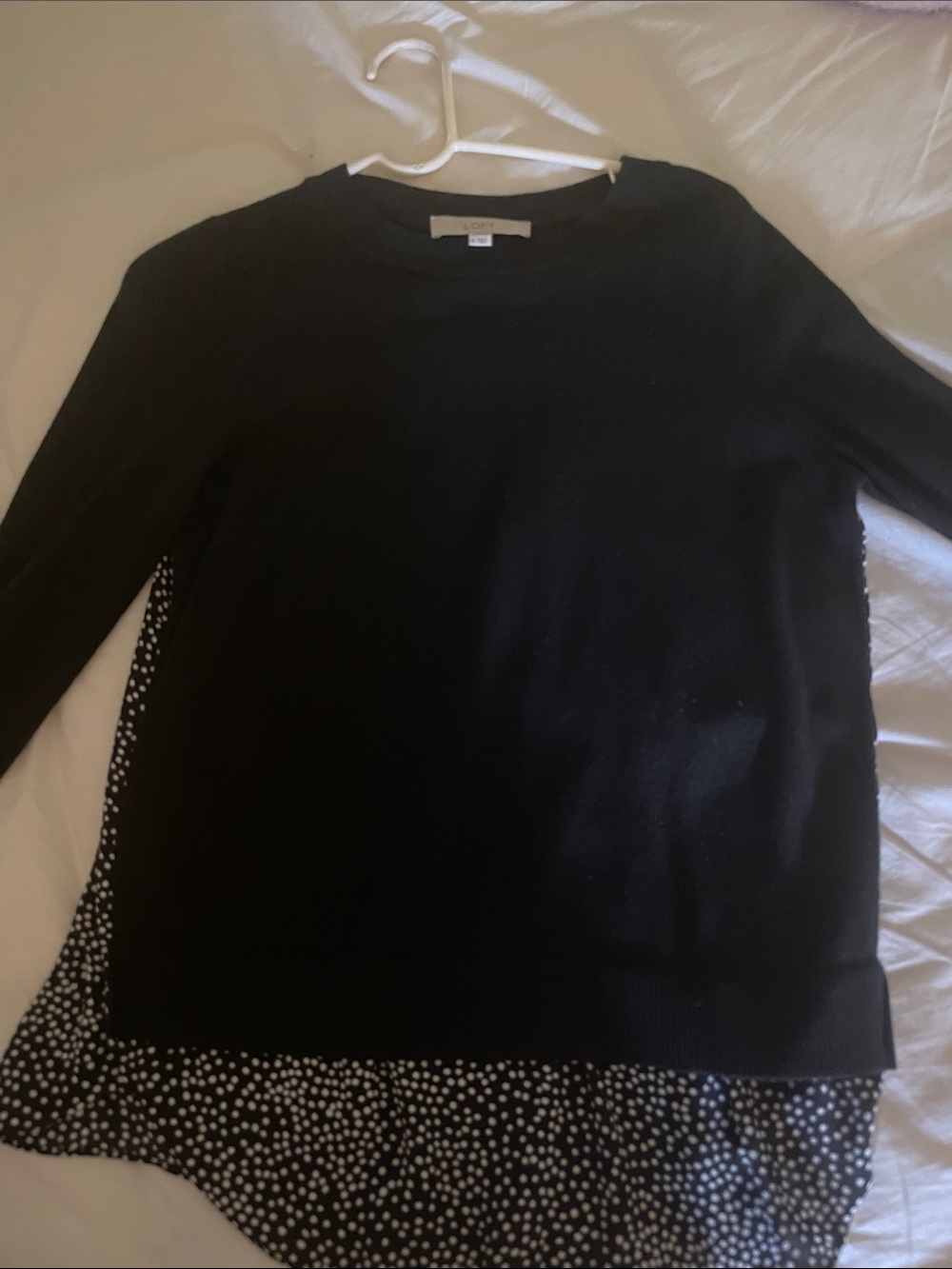 LOFT Black Ribbed Crewneck Sweater